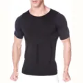 Maglietta a compressione nera a maniche corte da uomo, body shaper dimagrante. - Taglia S / Top / Nero