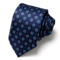 Dark blue men's jacquard woven necktie, classic arrow design for formal business and weddings. - Dark Blue
