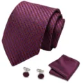 Luxe heren stropdas set met stijlvolle pochet en manchetknopen voor formele kostuums. - Stijl S65