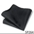 Gedetailleerd close-up van de zwarte geruite heren pochet zakdoek voor formele kostuums. - 12356-SP264