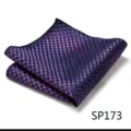 Men's purple navy checkered pocket square for business formal suit accessories detail view. - Plaid Texture (SP173)