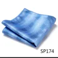 Men's blue wave pattern pocket square for business formal wear suit handkerchief accessory. - Wavy Grid Texture (SP174)