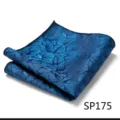 Blue floral pocket square detail, fine woven fabric texture for formal suit accessory. - Jacquard Dark Pattern (SP175)