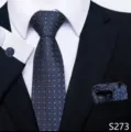 Heren business jacquard stropdas pochet manchetknopen set voor formeel trouwpak. - Donkerblauw met Roze Ruit Stijl (S273)