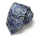 Men's classic blue paisley jacquard silk tie for business wedding formal wear and suits. - Blue Gold