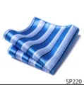 Blauwe gestreepte pochet voor heren met zijde look kostuum zakdoek gedetailleerd. - 12356-SP220