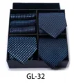 Men's blue patterned tie gift box set, elegant business formal necktie and pocket square. - GL32