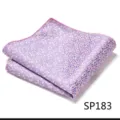 Close-up detail of a purple and pink patterned men's pocket square with fine rolled edge. - Spotted Pattern (SP183)