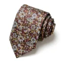 Men's floral jacquard tie detail showing intricate flower pattern and fine fabric texture. - Dark Color