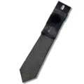 Men's black tie set with silver square pattern, matching pocket square and lapel flower for wedding business. - AF201