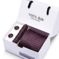 Herren Krawatte Set Seide Jacquard Muster Krawatte Einstecktuch Manschettenknöpfe Geschenk - SB62