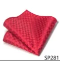 Detalle de pañuelo de bolsillo rojo a cuadros, patrón geométrico clásico de hombre. - 12356-SP281