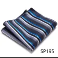 Detailed close-up of a stylish striped men's pocket square, perfect for formal business suits. - Multi-color Stripes (SP195)