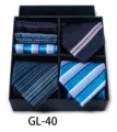 Men's blue necktie and pocket square gift box set, classy striped and jacquard tie SKU 40 - GL40