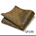 Mens brown pocket square with blue polka dots stylish handkerchief for business formal suit. - Blue Polka Dot (SP199)