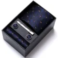 Men's business tie gift box set including necktie pocket square cufflinks and tie clip. - HB170
