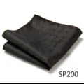 Men brown pocket square with blue polka dots, folded fabric handkerchief detail view accessory. - Blue Dots (SP200)