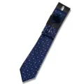 Men navy blue jacquard tie set with pocket square and lapel flower for business wedding party - AF166