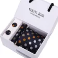 Men's silk tie gift set business formal jacquard polka dot tie pocket square cufflinks - SB49