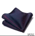 Heren Mode Zijde Borstzakje Pak Zakdoek Donkerblauw met Rode Punt Patroon Accessoire - 12356-SP252