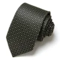 Men's formal business jacquard woven necktie featuring a stylish dot pattern in black and gold. - Black