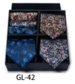 Men's luxury floral jacquard tie gift box set, elegant formal business suit accessory. - GL42