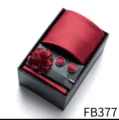 Red men's tie set gift box including pocket square cufflinks boutonniere and clip - Burgundy