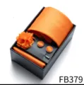 Orange men's business tie pocket square cufflinks lapel pin gift box set for formal wear - Orange