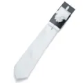 Set cravatta uomo bianco classico con fazzoletto da taschino e fiore per matrimoni affari. - Bianco