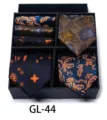 Men luxury jacquard tie and pocket square gift box set for business wedding formal wear. - GL44