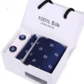 Herren Seide Krawatte Geschenkbox Set Business Jacquard Krawatte Einstecktuch Manschetten - SB56