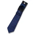 Men's elegant blue floral patterned tie set with pocket square and brooch for business - AF171