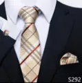 Klassieke heren ruit pak das pochet set zakelijke formele kleding heer accessoire - Klassieke Britse Ruit Stijl (S292)