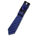Men Navy Blue Jacquard Tie Pocket Square Lapel Flower Set for Business Wedding Party - AF172