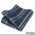 Pañuelo de bolsillo gris con rayas azules y blancas hombre accesorio detalle elegante - 12356-SP304