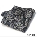 Hombre negro paisley pañuelo de bolsillo traje boda novio accesorio elegante moda - 12356-SP305
