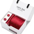 Rotes Seidenkrawatten-Set mit Manschettenknöpfen im Geschenkkarton für Business und Hochzeit. - SB61