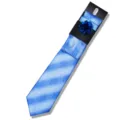 Blue Men's Wavy Jacquard Tie Set with Pocket Square Lapel Flower and Pin for Business - AF174