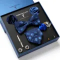 2026 Heren Bloemen Jacquard Strik Manchetknopen Broche Set Bruiloft Zakelijk Formeel - LB167