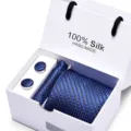Herren blaue Seide Jacquard Krawatte und Manschettenknöpfe Geschenke Set elegant Hochzeit. - SB64