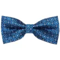 Blue star jacquard men's bow tie for business weddings, trendy polyester fabric formal wear. - Blue