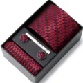 Coffret Cravate Homme Jacquard Affaires Formel Mariage Costume Pochette Boutons de Manchette - HB81