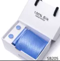 Blauwe zijden stropdas set met pochet en manchetknopen in een elegante geschenkdoos - SB205