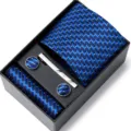 Coffret cadeau cravate, pochette, boutons de manchette et pince à cravate jacquard. - HB82
