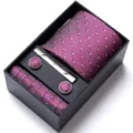 Men's purple gradient business tie set with pocket square, cufflinks and tie clip. - HB182