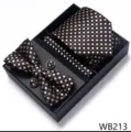 Elegante conjunto de corbata lunares negro oro pajarita pañuelo caja regalo WB213 - WB213