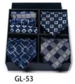 Men's tie and pocket square gift box set, elegant checkered jacquard business wear. - GL53