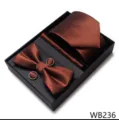 Luxe geschenkset stropdas vlinderdas pochet en manchetknopen voor heren huwelijk - WB236