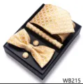 Conjunto regalo corbata pajarita pañuelo gemelos de hombre cuadros dorado variante. - WB215