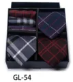 Classic plaid men's tie and pocket square gift box set for formal business and wedding wear. - GL54